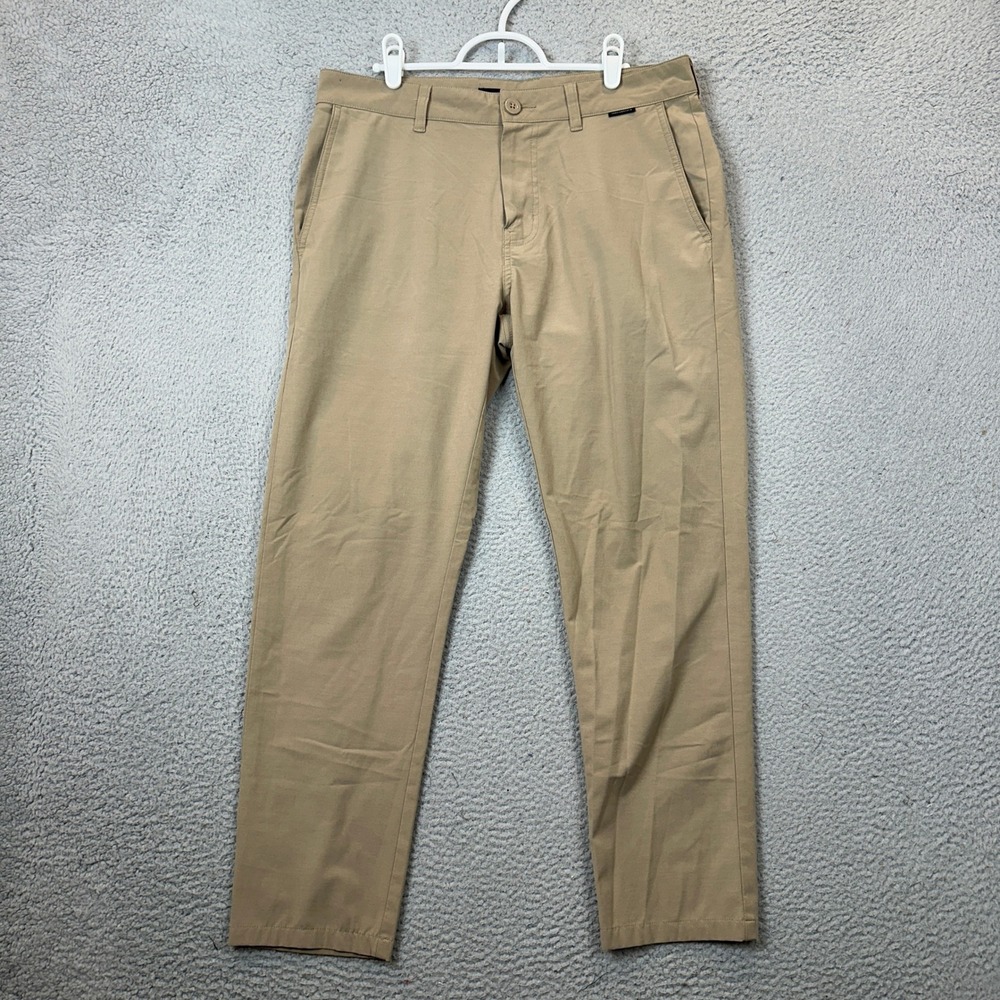 Travis Mathew Pants Men 32 Tan Chino Golf Performance Stretch Flat Front Pockets